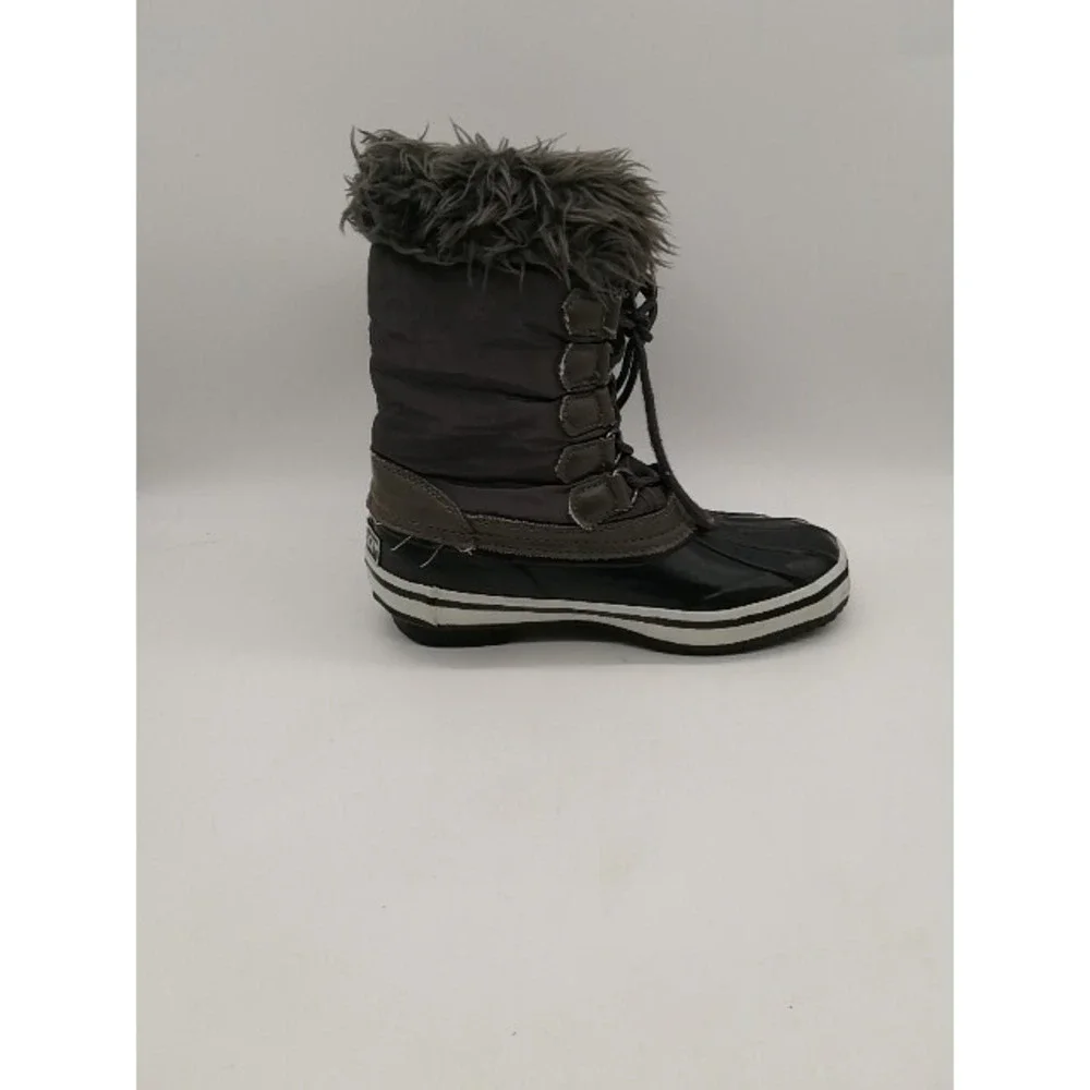 Tamarack Boots Womens Gray Black 7 Winter Rain Ankle Shoe Faux Fur Trim AK-1121W